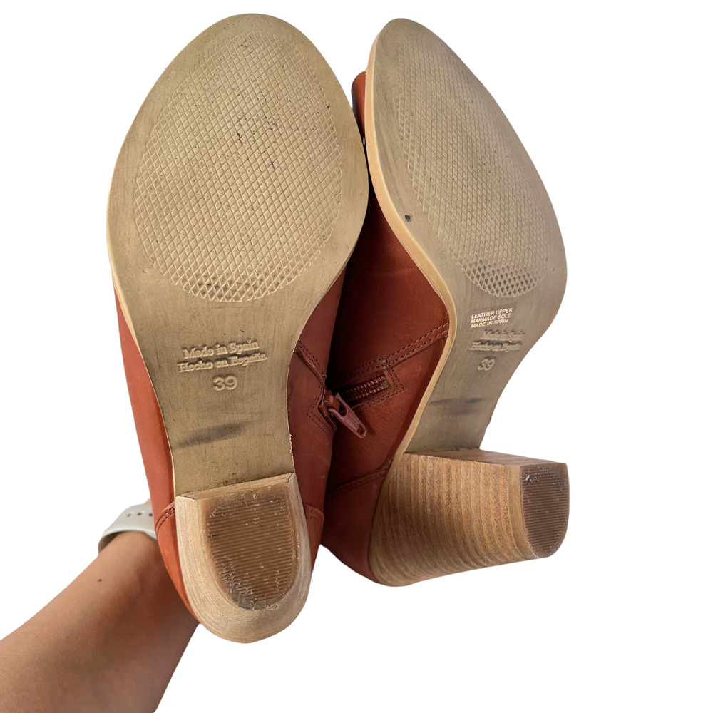 Alex + Alex Peep Toe Rust Leather Booties Women Size EU39/9 - Picture 6 of 6